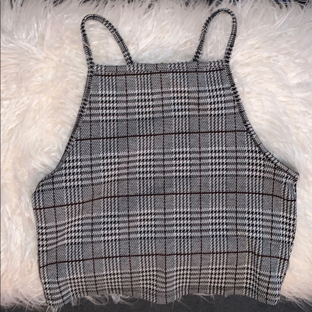 Black plaid top